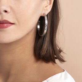 Créoles Abram Acier Blanc - Boucles d'oreilles créoles Femme | Histoire d’Or
