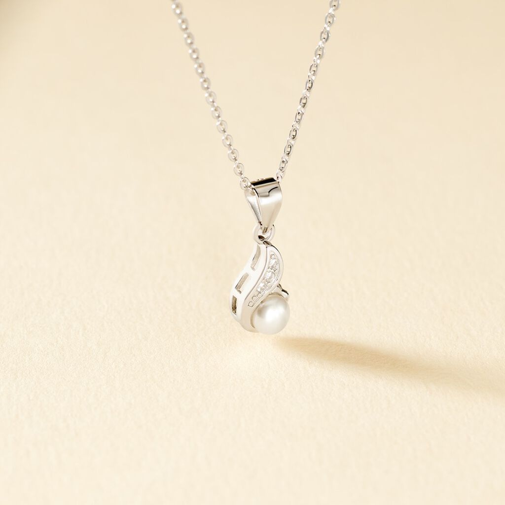Collier Mellie Argent Blanc Perle De Culture Et Oxyde De Zirconium - Colliers fantaisie Femme | Histoire d&rsquo;Or