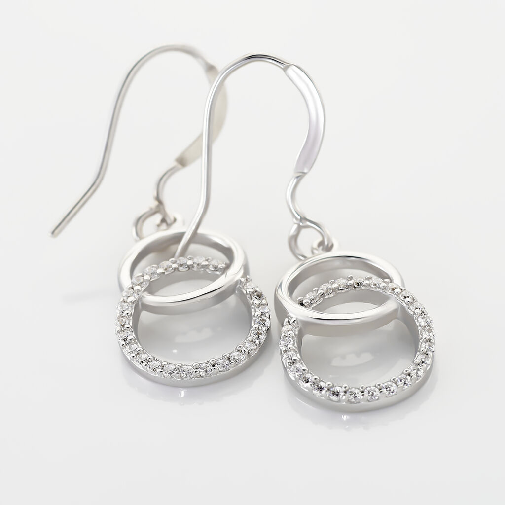 Boucles D'oreilles Pendantes Isabel Argent Blanc Oxyde De Zirconium - Boucles d'oreilles fantaisie Femme | Histoire d&rsquo;Or
