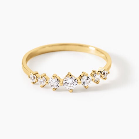 Bague Sunday Argent Dor&eacute; A L'Or 750/1000 Oxyde De Zirconium - Bagues solitaires Femme | Histoire d&rsquo;Or