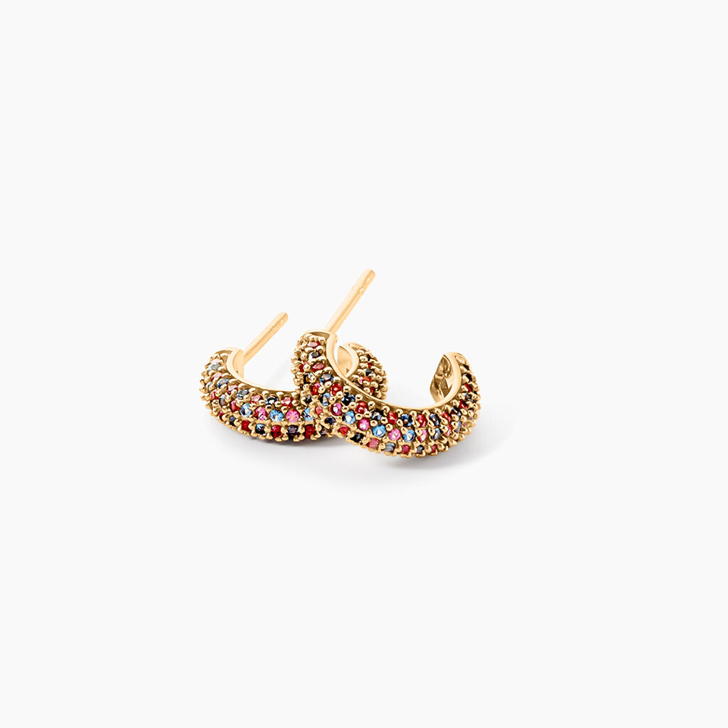 Cr&eacute;oles Plaqu&eacute; Or Jaune Julitta Topazes Oxydes De Zirconium - Boucles d'oreilles cr&eacute;oles Femme | Histoire d&rsquo;Or