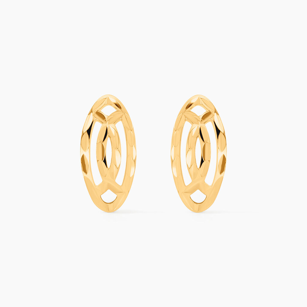 Boucles D'oreilles Puces Elodile Ovale Or Jaune - Clous d'oreilles Femme | Histoire d&rsquo;Or