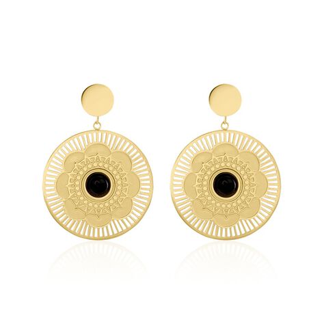 Boucles D'oreilles Pendantes Acier Dor&eacute; Staffan Agate - Boucles d'oreilles fantaisie Femme | Histoire d&rsquo;Or