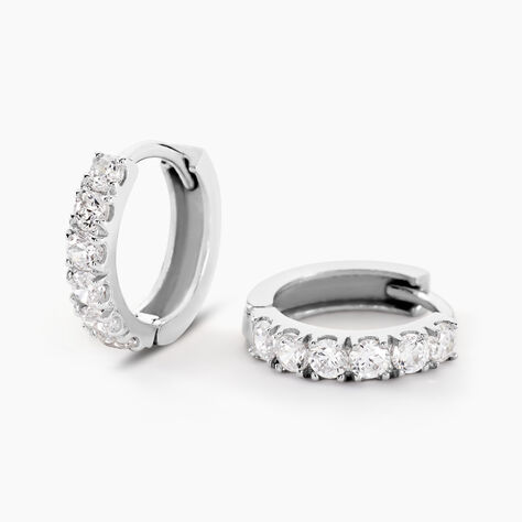 Créoles Andgelina Rondes Or Blanc Oxyde De Zirconium - Boucles d'oreilles créoles Femme | Histoire d’Or
