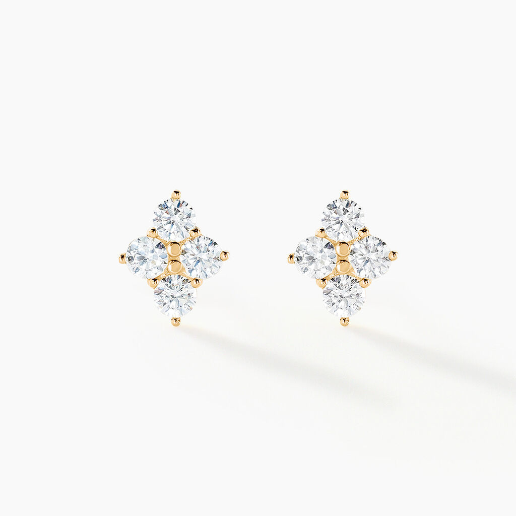 Boucles D'oreilles Puces Margh Or Jaune Oxyde De Zirconium - Clous d'oreilles Femme | Histoire d&rsquo;Or