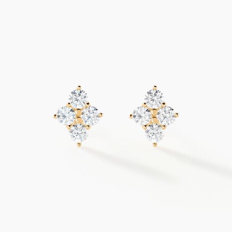 Boucles D'oreilles Puces Margh Or Jaune Oxyde De Zirconium - Clous d'oreilles Femme | Histoire d&rsquo;Or