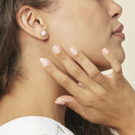 Boucles D'oreilles Puces Perta Argent Blanc Oxyde De Zirconium - Boucles d'oreilles fantaisie Femme | Histoire d’Or