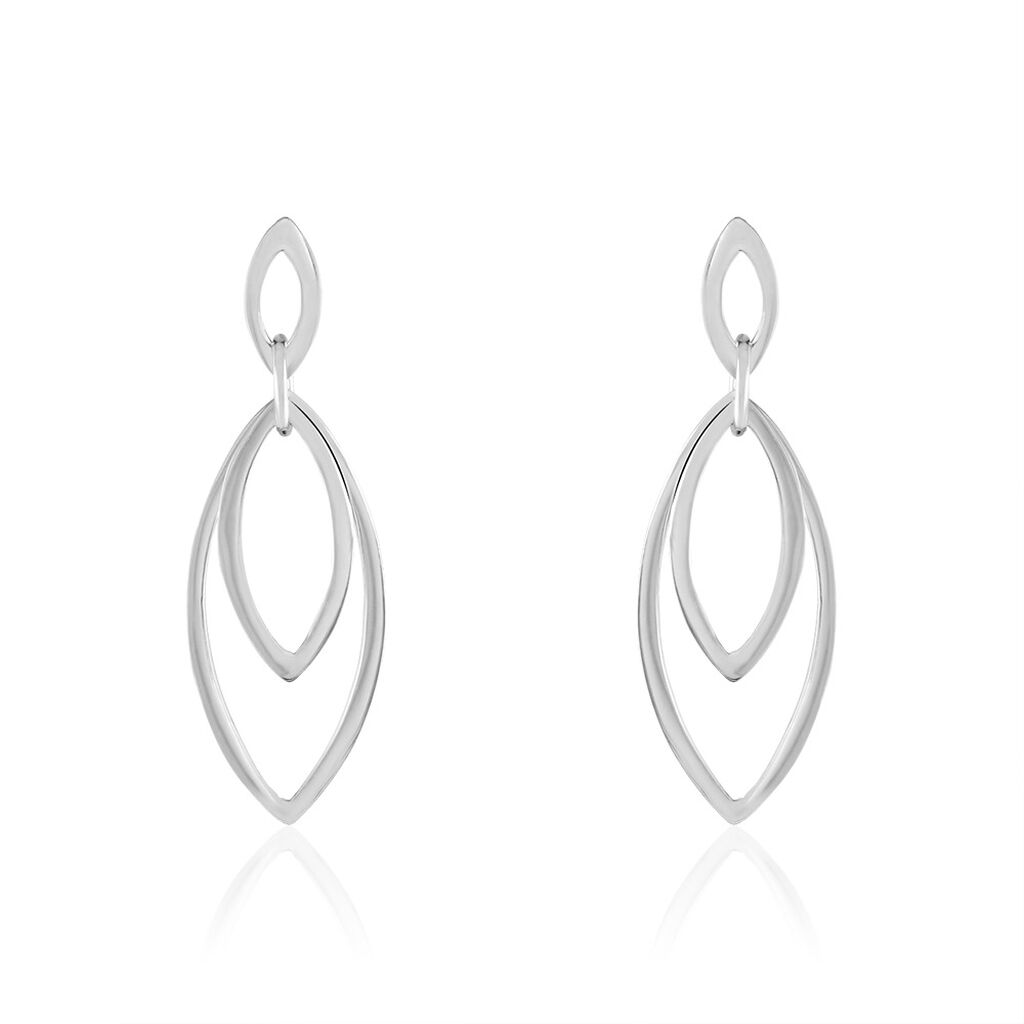 Boucles D'oreilles Pendantes Toupie Argent Blanc - Boucles d'oreilles fantaisie Femme | Histoire d&rsquo;Or