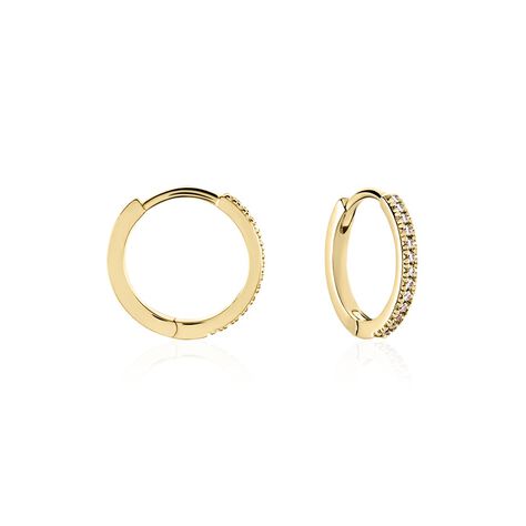 Créoles Kalinda Plaqué Or Jaune Oxyde De Zirconium - Boucles d'oreilles créoles Femme | Histoire d’Or