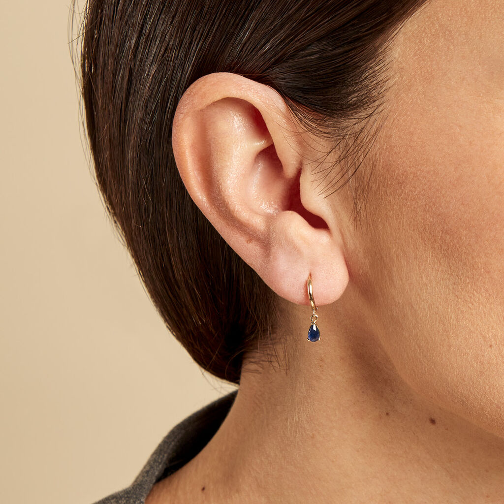 Creoles Pluie D'Eclat Or Jaune Saphir - Boucles d'oreilles cr&eacute;oles Femme | Histoire d&rsquo;Or