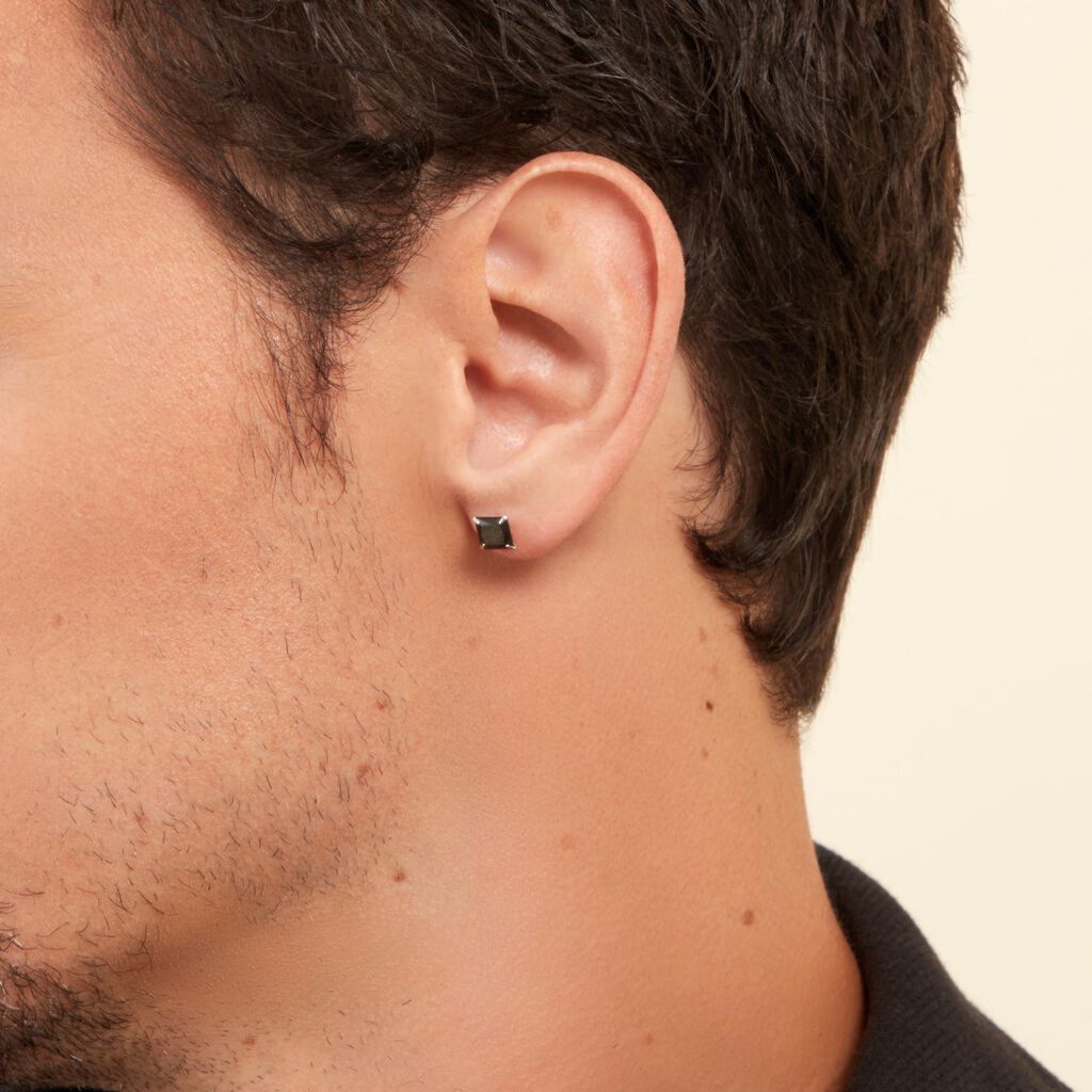 Boucle D'oreille Puce Unitaire Paco Argent Blanc Oxyde De Zirconium - Boucles d'oreilles fantaisie Homme | Histoire d’Or