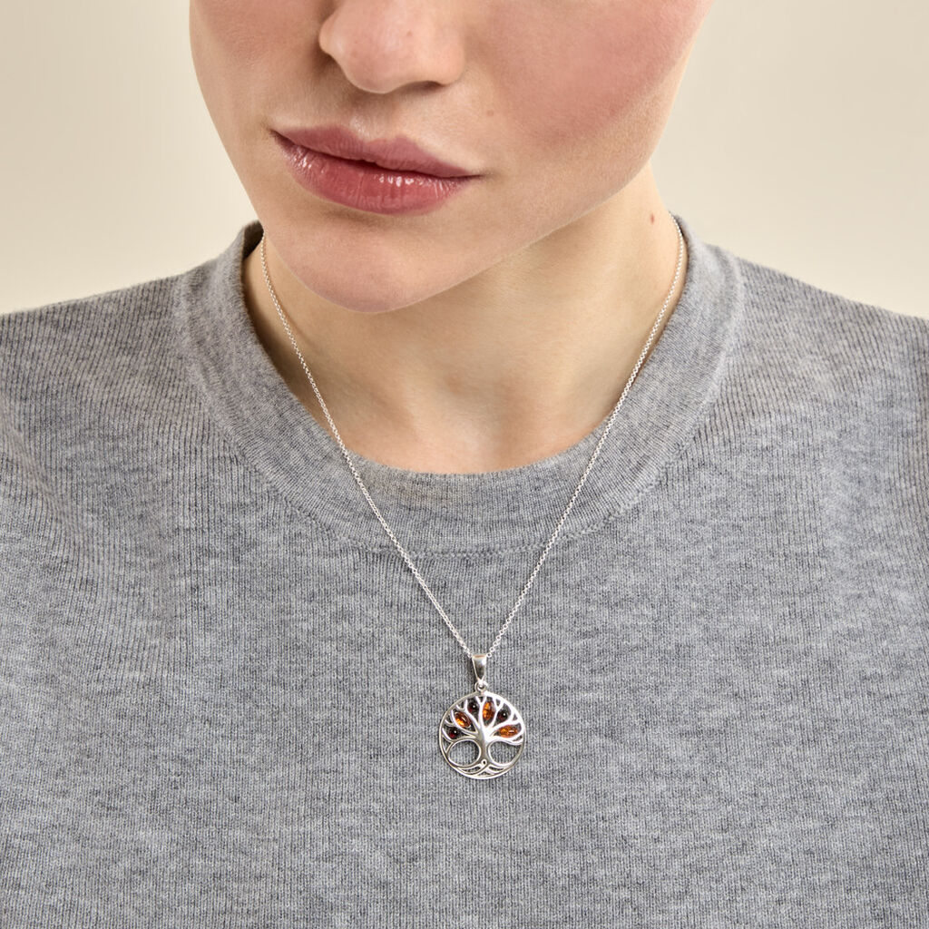 Collier Argent Blanc Odaya Ambre - Colliers pierre Femme | Histoire d&rsquo;Or