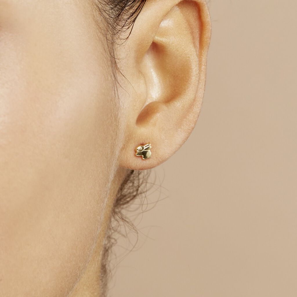Boucles D'oreilles Puces Lapin Or Or Jaune - Clous d'oreilles Enfant | Histoire d’Or