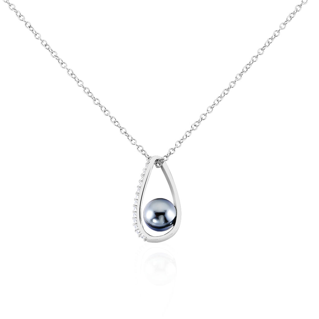 Collier Polynesie Argent Blanc Perle D'imitation Et Oxyde De Zirconium - Colliers fantaisie Femme | Histoire d&rsquo;Or