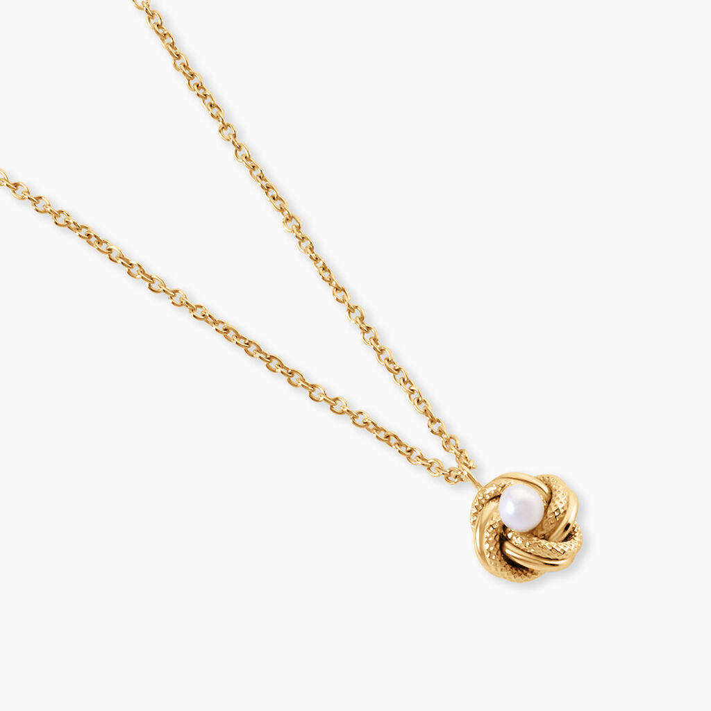 Collier Carolane Argent Dor&eacute; A L'Or 750/1000 Perle De Culture - Colliers Femme | Histoire d&rsquo;Or