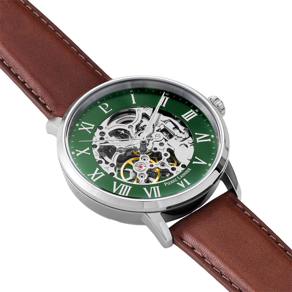 Montre Pierre Lannier Automatique 42 Vert - Montres m&eacute;caniques Homme | Histoire d&rsquo;Or