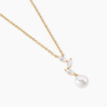 Collier Nacree Argent Dor&eacute; A L'Or 750/1000 Perle De Culture Oxyde De Zirconium - Colliers Femme | Histoire d&rsquo;Or