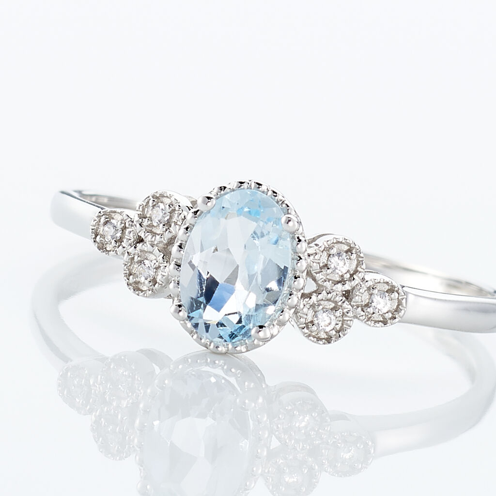 Bague Cyprille Or Blanc Topaze Et Oxyde De Zirconium - Bagues solitaires Femme | Histoire d’Or