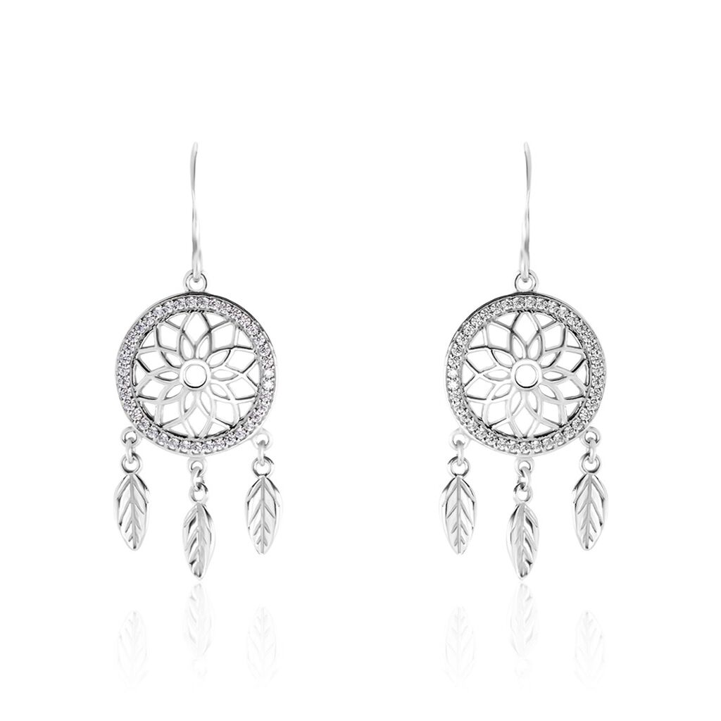 Boucles D'oreilles Pendantes Nemetona Argent Blanc Oxyde - Boucles d'oreilles pendantes Femme | Histoire d’Or