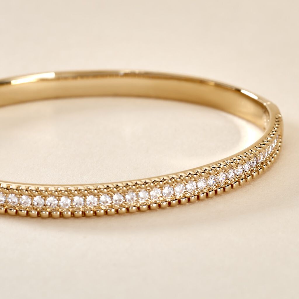 Bracelet Jonc Marie-baptistine Plaqué Or Jaune Oxyde De Zirconium - Bracelets joncs Femme | Histoire d’Or