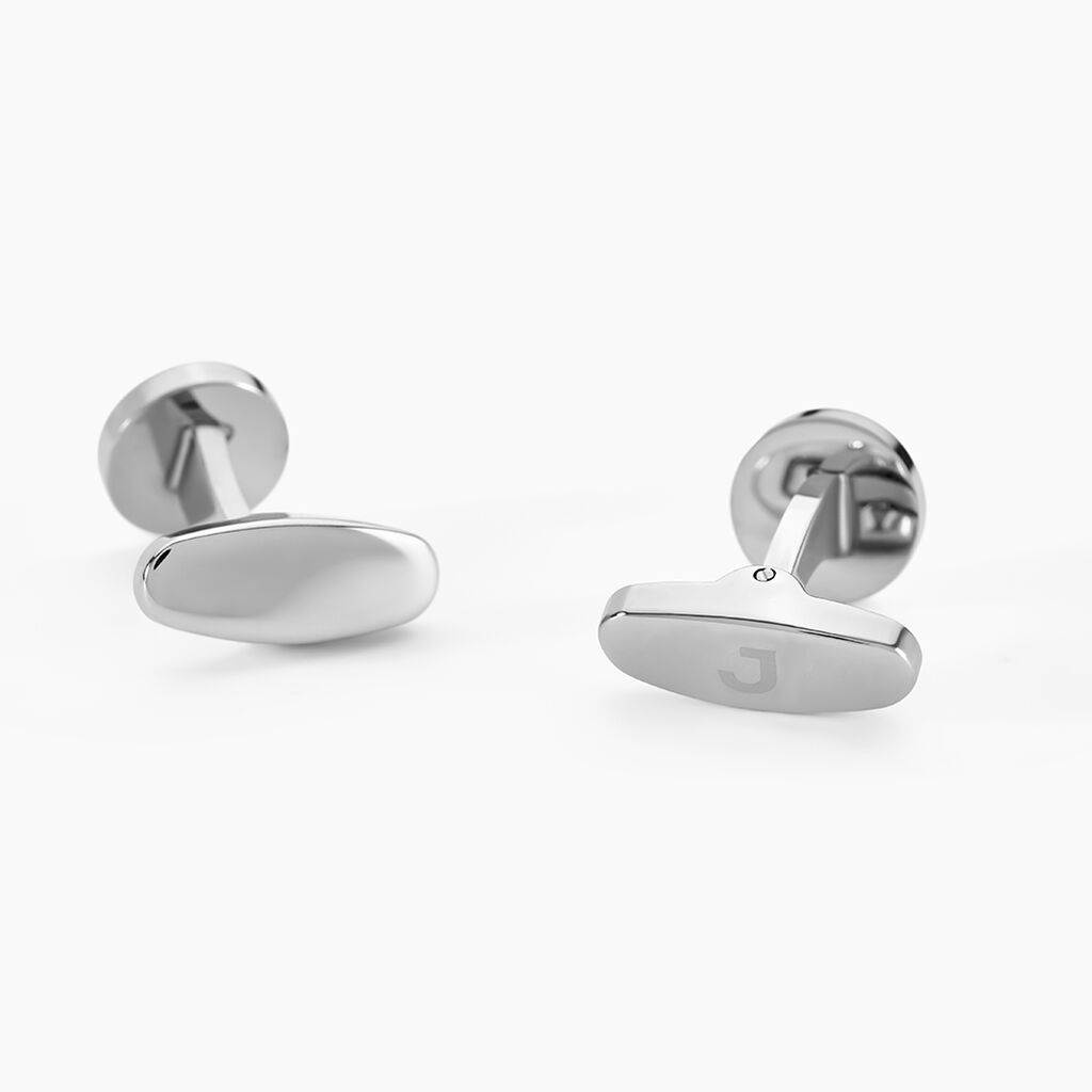 Boutons De Manchettes Jourdan Athos Acier Argent&eacute; Onyx - Boutons de manchette Homme | Histoire d&rsquo;Or