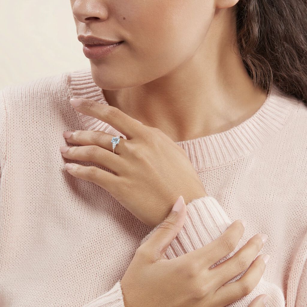 Bague Medyna Or Blanc Topaze Et Oxyde De Zirconium - Bagues solitaires Femme | Histoire d’Or