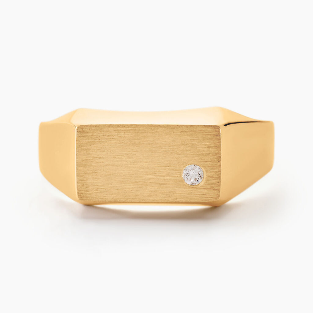 Chevali&egrave;re Leyton Rectangle Or Jaune Oxyde De Zirconium - Bagues solitaires Homme | Histoire d&rsquo;Or