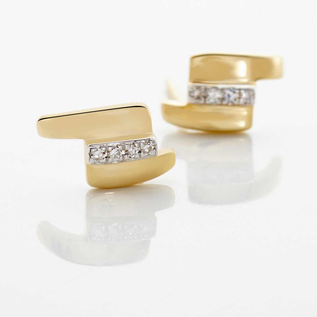 Boucles D'oreilles Puces Dolene Or Jaune Diamant - Clous d'oreilles Femme | Histoire d’Or