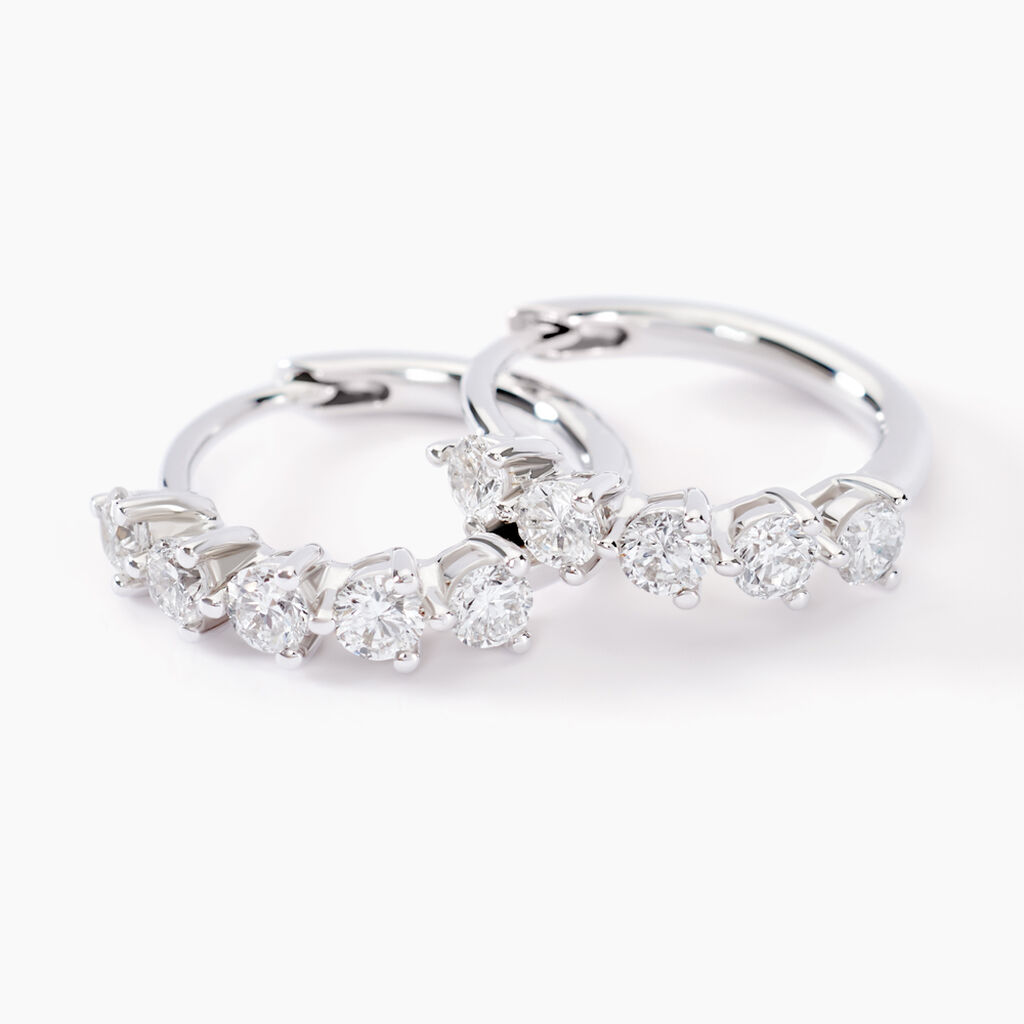 Créoles Katana Or Blanc Diamant Synthétique - Boucles d'oreilles créoles Femme | Histoire d’Or