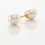 Boucles D'oreilles Puces Akoya Or Jaune Perle De Culture D'akoya - Clous d'oreilles Femme | Histoire d&rsquo;Or
