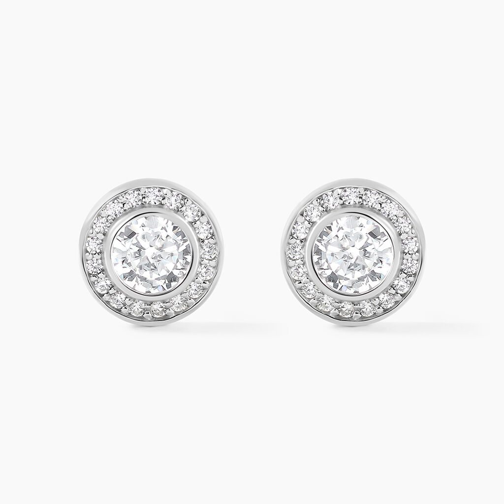 Boucles D'oreilles Puces Marquise Argent Blanc Oxyde De Zirconium - Boucles d'oreilles fantaisie Femme | Histoire d&rsquo;Or