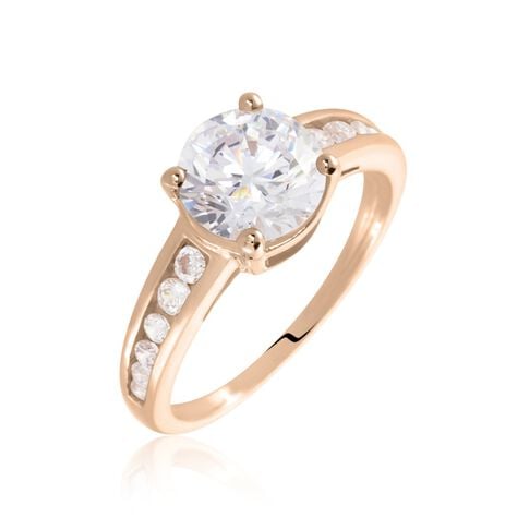 Bague Tatjana Or Rose Oxyde De Zirconium - Bagues solitaires Femme | Histoire d&rsquo;Or