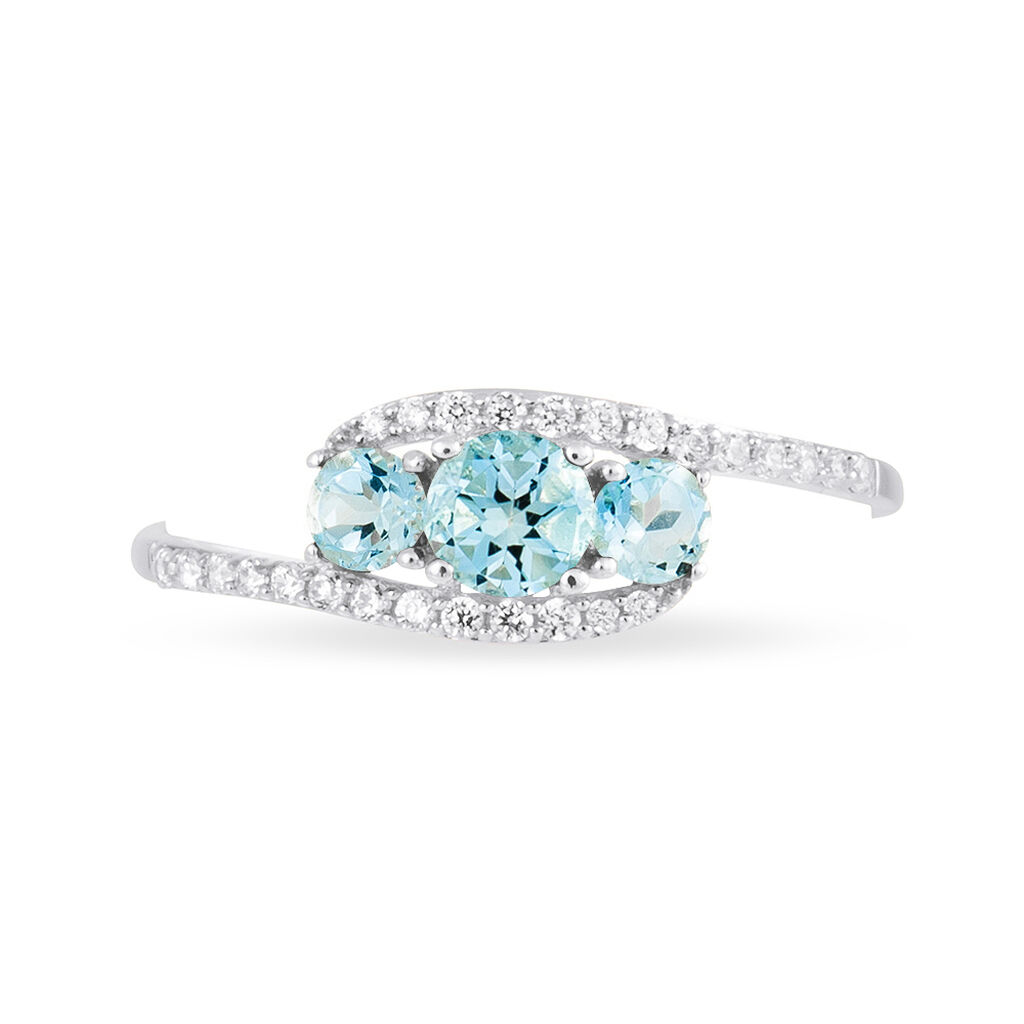 Bague Chloe Or Blanc Topaze Et Oxyde De Zirconium - Bagues solitaires Femme | Histoire d’Or