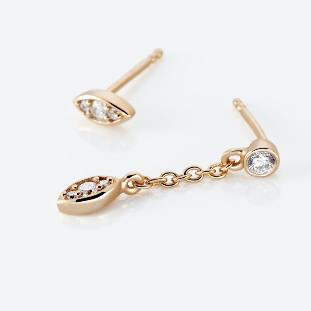 Boucles D'oreilles Dépareillées Argent Rose Braiden Oxyde De Zirconium - Boucles d'oreilles fantaisie Femme | Histoire d’Or