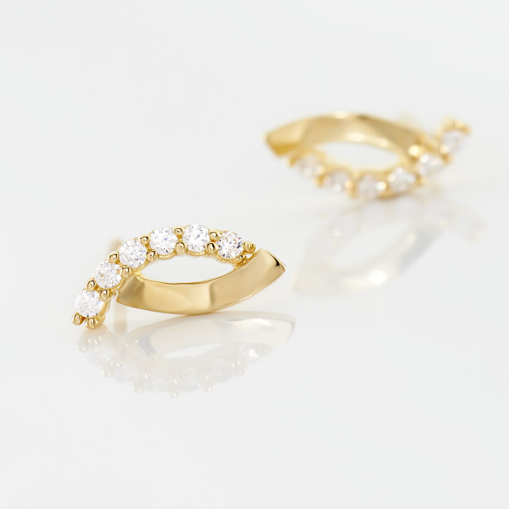 Boucles D'oreilles Puces Marlyatou Or Jaune Oxyde De Zirconium - Clous d'oreilles Femme | Histoire d’Or