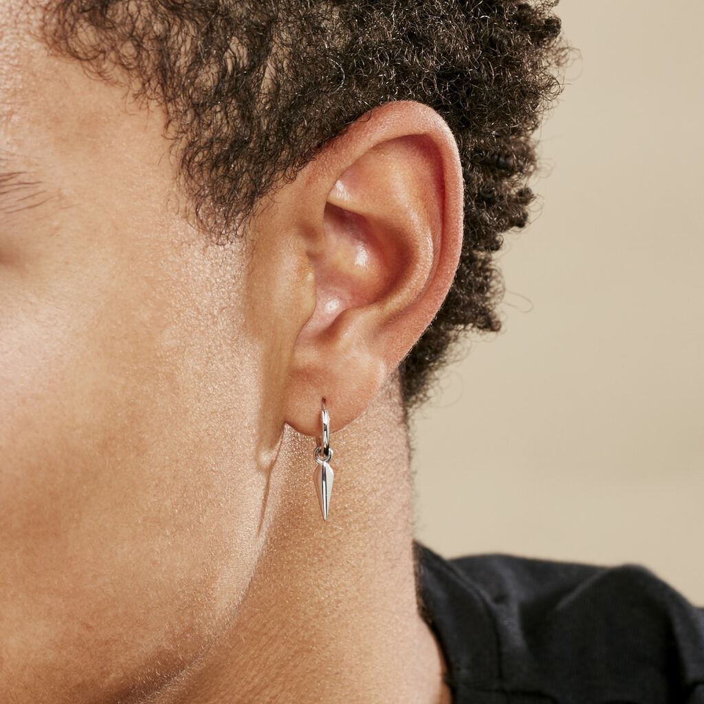 Créole Unitaire Lari Argent Blanc - Boucles d'oreilles créoles Homme | Histoire d’Or