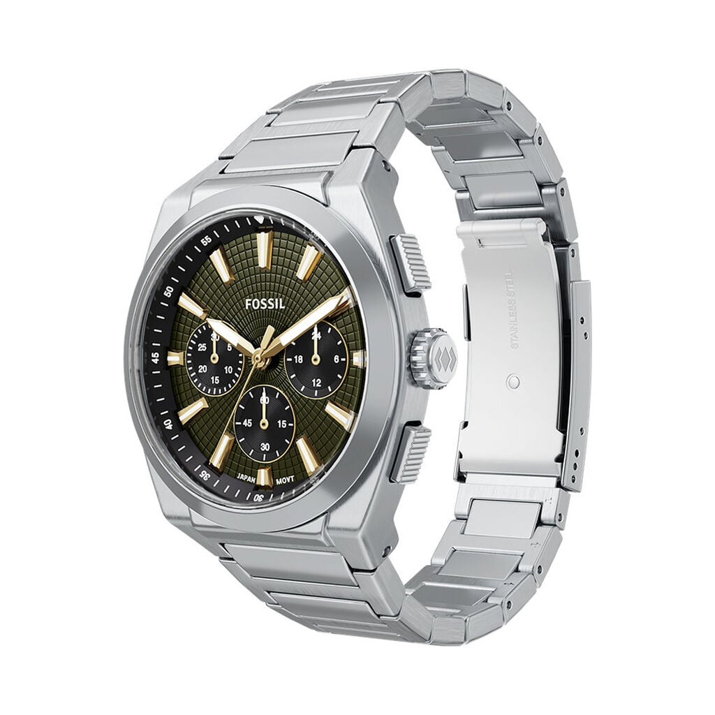 Montre Fossil Everett Chrono Vert - F&ecirc;te des p&egrave;res Homme | Histoire d&rsquo;Or