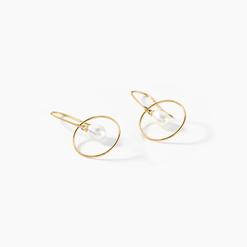 Boucles D'oreilles Pendantes Salvine Or Jaune Perle De Culture - Boucles d'oreilles pendantes Femme | Histoire d&rsquo;Or