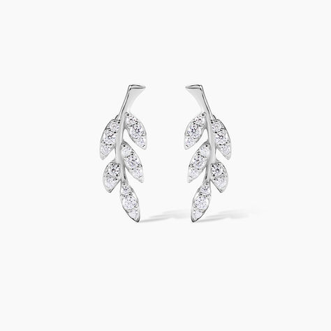 Boucles D'oreilles Puces Alma Argent Blanc Oxyde De Zirconium - Boucles d'oreilles fantaisie Femme | Histoire d&rsquo;Or
