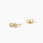 Boucles D'Oreilles Puces Fannelle Argent Dor&eacute; A L'Or 750/1000 Oxyde De Zirconium - Boucles d'oreilles fantaisie Femme | Histoire d&rsquo;Or