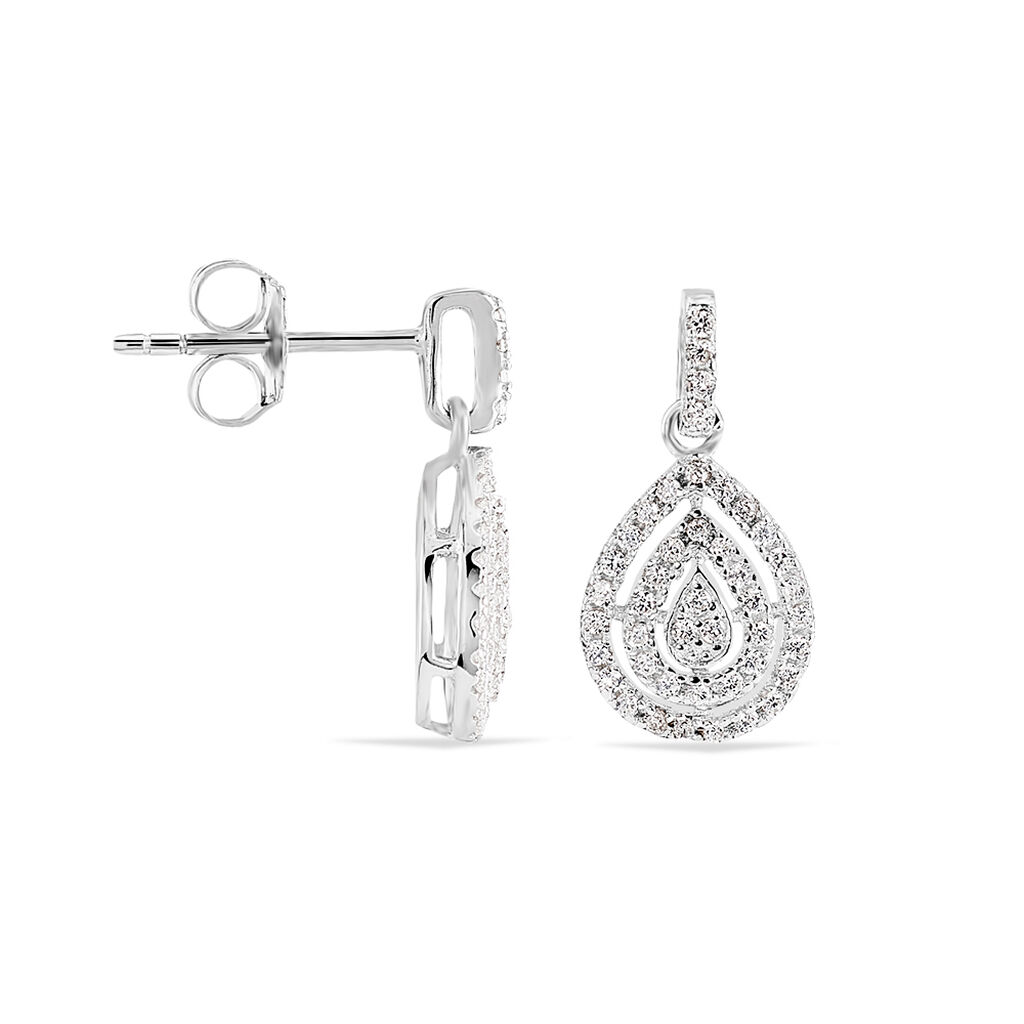 Boucles D'oreilles Pendantes Lysa Argent Blanc Oxyde De Zirconium - Boucles d'oreilles fantaisie Femme | Histoire d’Or