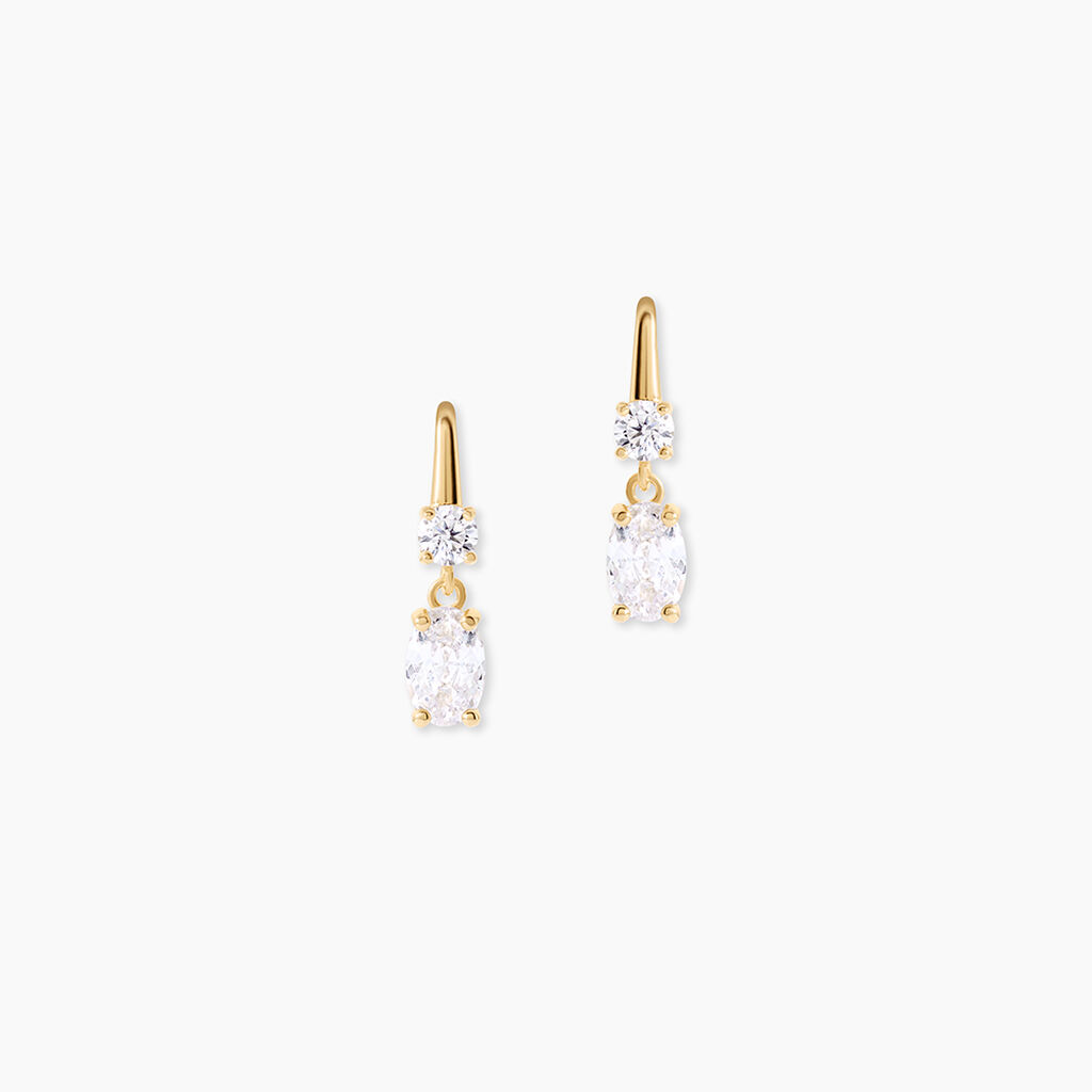 Boucles D'Oreilles Pendantes Gulbeyaz 2 Argent Dor&eacute; A L'Or 750/1000 Oxyde De Zirconium - Boucles d'oreilles fantaisie Femme | Histoire d&rsquo;Or