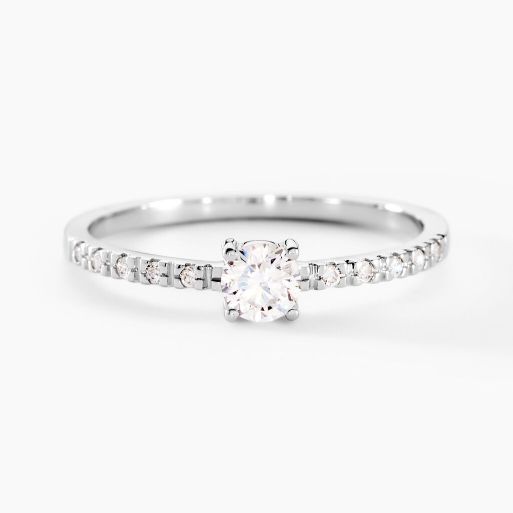 Bague Solitaire Servana Or Blanc Oxyde De Zirconium - Bagues solitaires Femme | Histoire d&rsquo;Or