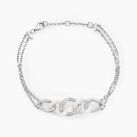 Bracelet Link Argent Blanc Céramique Et Oxyde De Zirconium