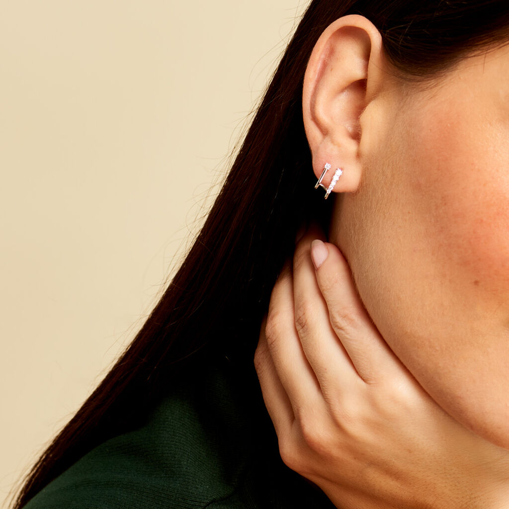 Boucle D'oreille Unitaire Minty Argent Blanc Oxyde De Zirconium - Boucles d'oreilles créoles Femme | Histoire d’Or