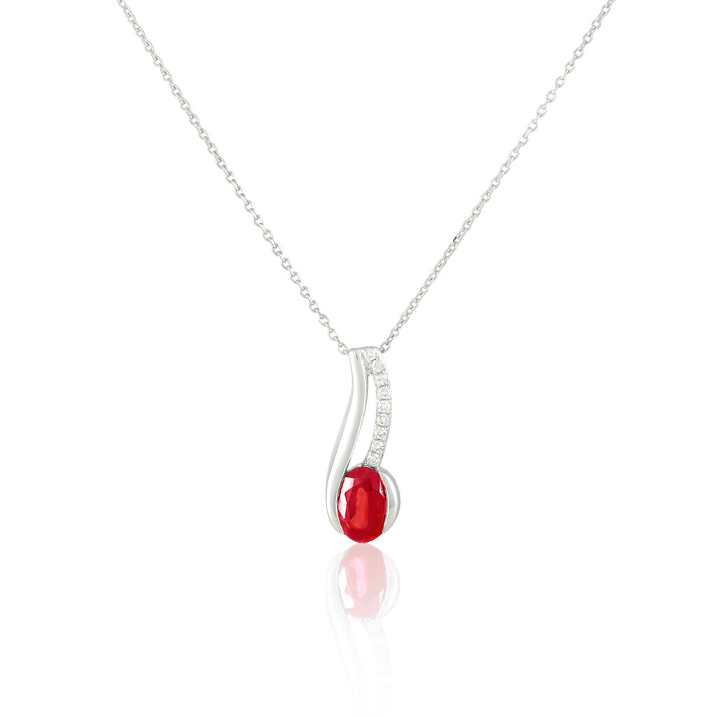 Collier Or Blanc Diamant Rubis - Sautoirs Femme | Histoire d&rsquo;Or