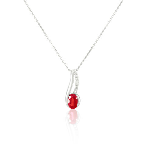 Collier Or Blanc Diamant Rubis - Sautoirs Femme | Histoire d&rsquo;Or