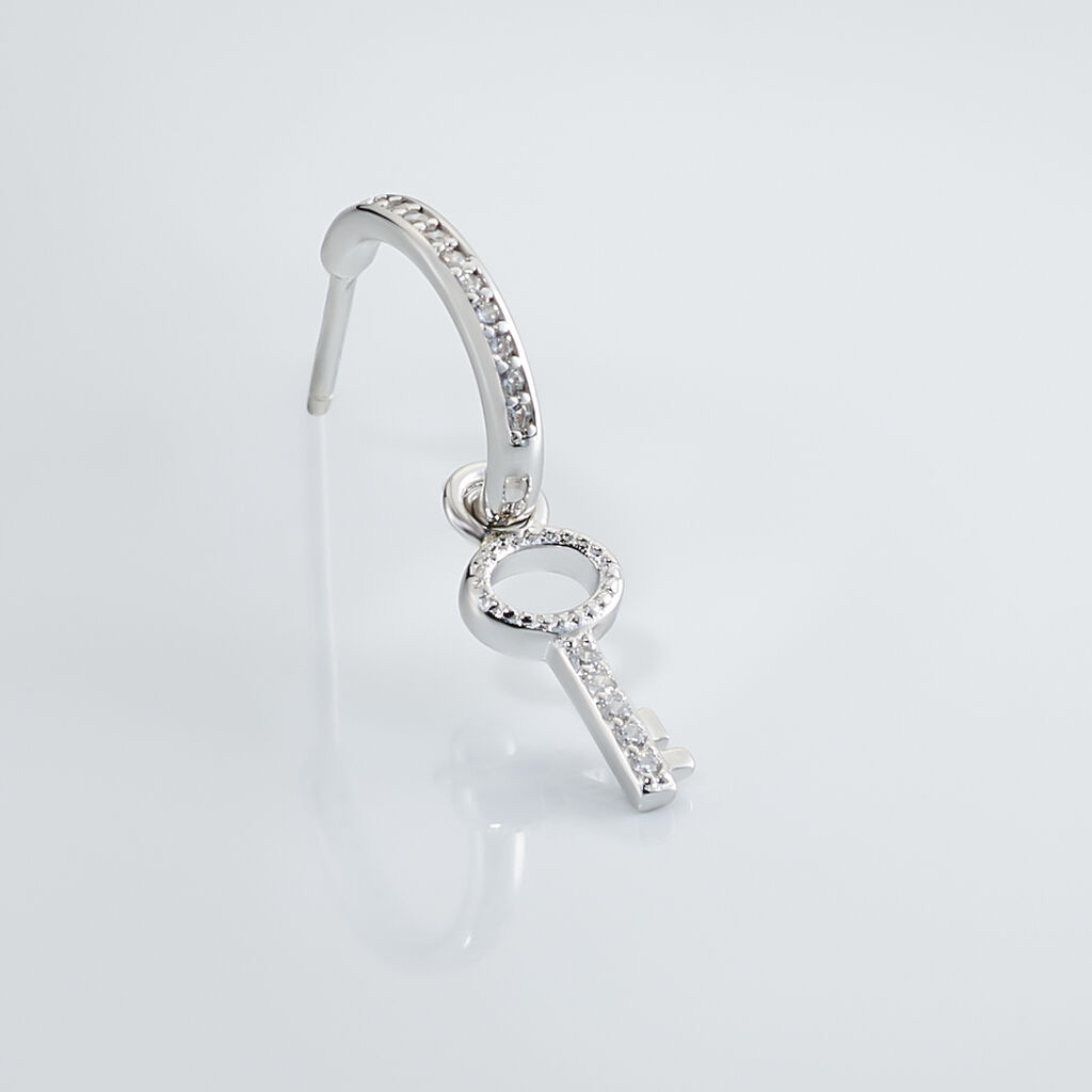 Cr&eacute;ole Unitaire Ancelin Rondes Argent Blanc Oxyde De Zirconium - Piercings d'oreilles Femme | Histoire d&rsquo;Or