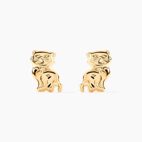 Boucles D'oreilles Puces Florenta Chat Or Jaune - Clous d'oreilles Enfant | Histoire d&rsquo;Or