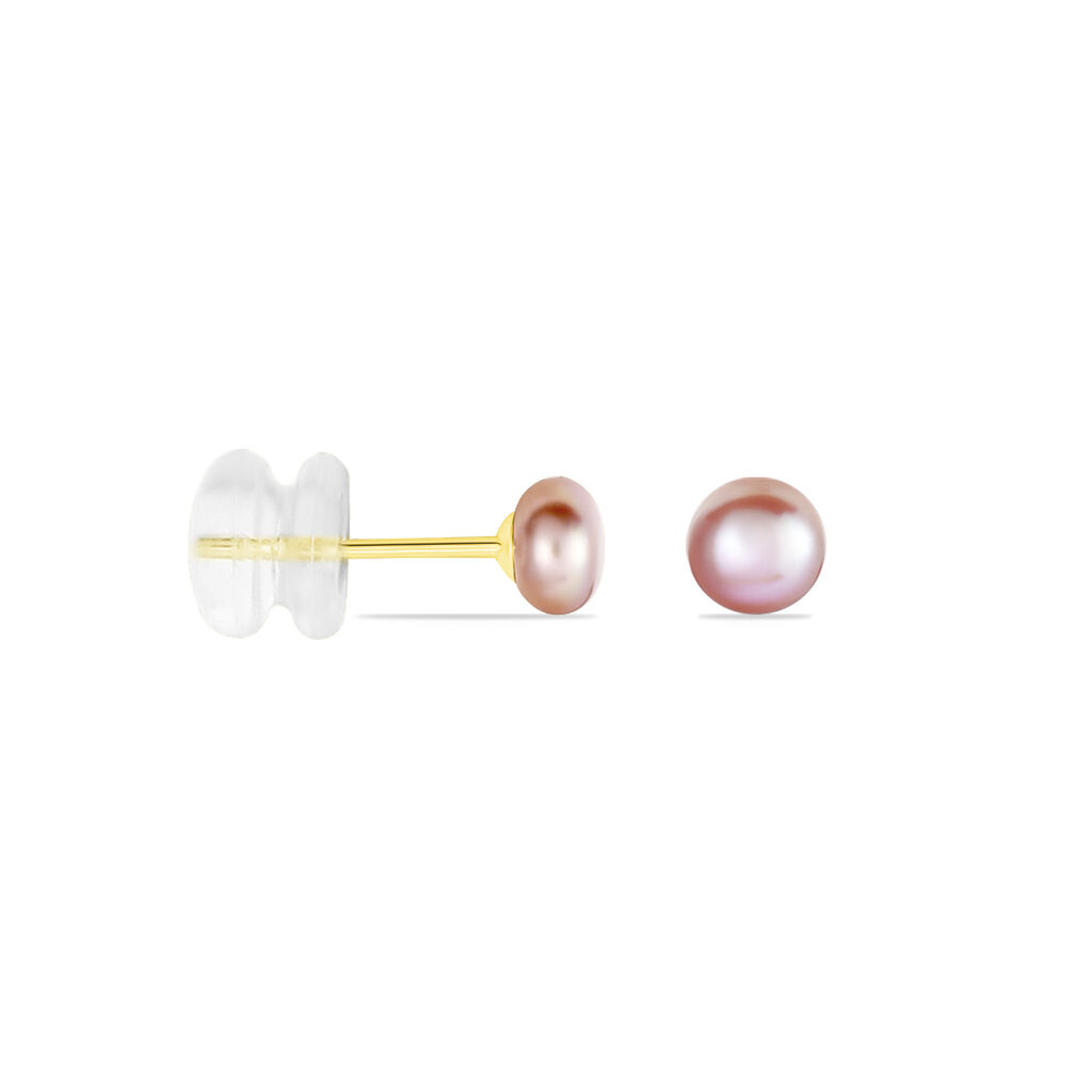 Boucles D'oreilles Puces Ursulina Or Jaune Perle De Culture - Clous d'oreilles Femme | Histoire d’Or